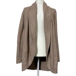 Barefoot Dreams Cozychic Lite Knit Womens Size L Open Cardigan Sweater Taupe Tan